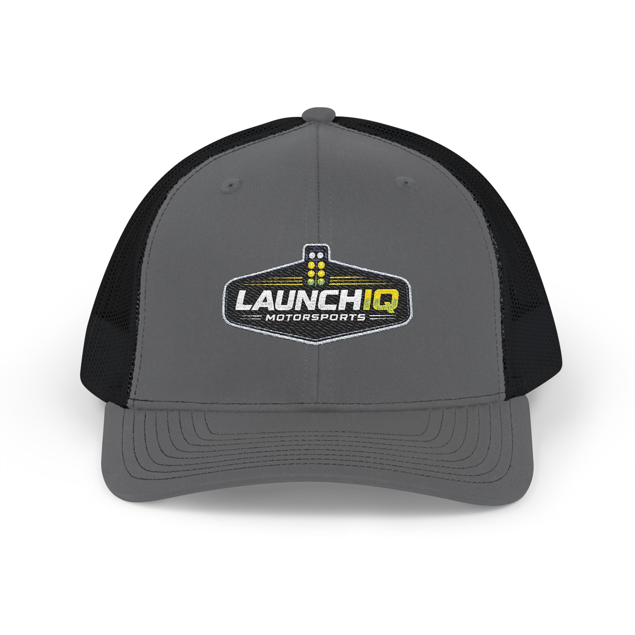LaunchIQ Motorsports Snapback Trucker Hat — "Know The Air. Know The Track. Know The Number."