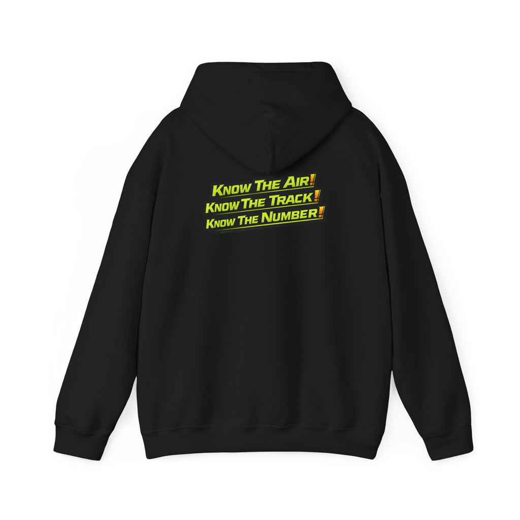 LaunchIQ Motorsports Hoodie — "Know the Air! Know the Track! Know the Number!"
