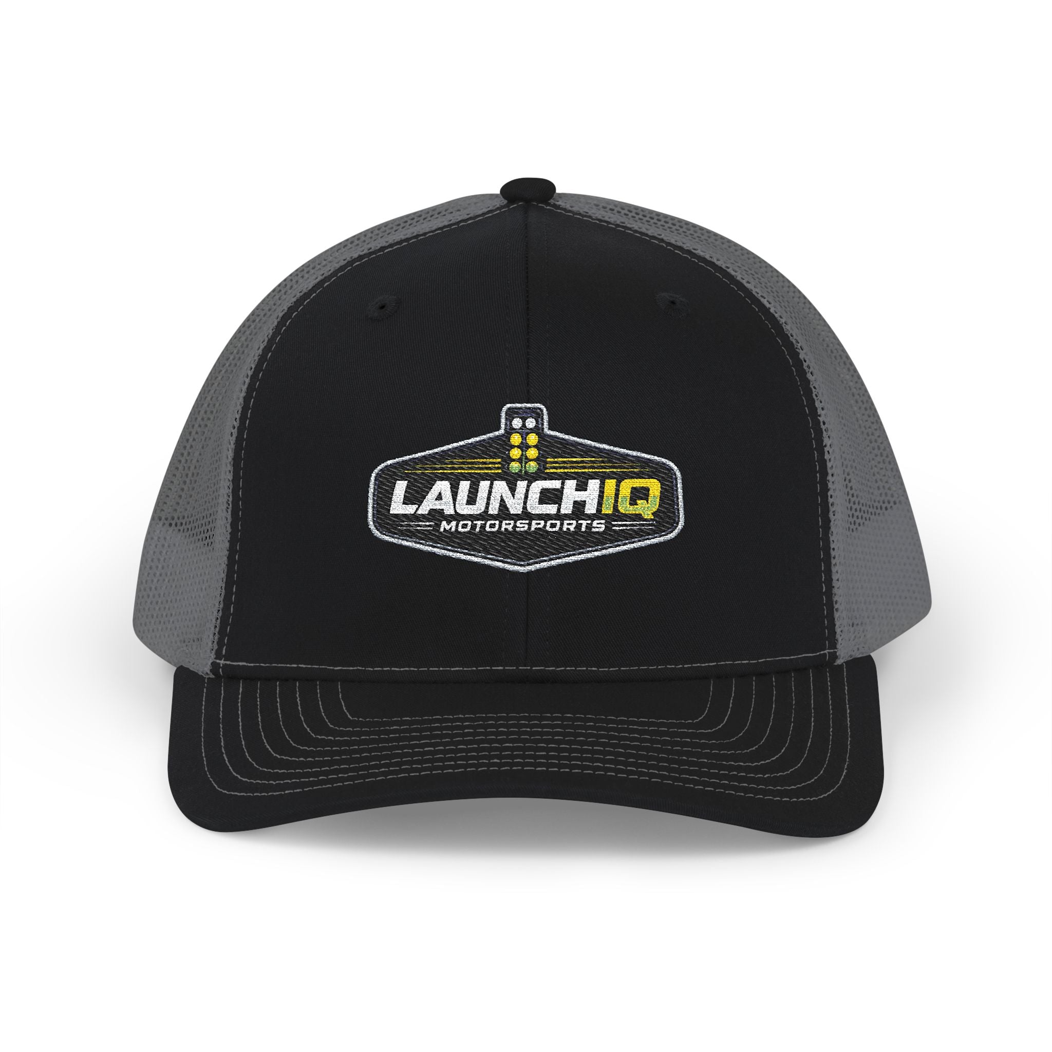 LaunchIQ Motorsports Snapback Trucker Hat — "Know The Air. Know The Track. Know The Number."