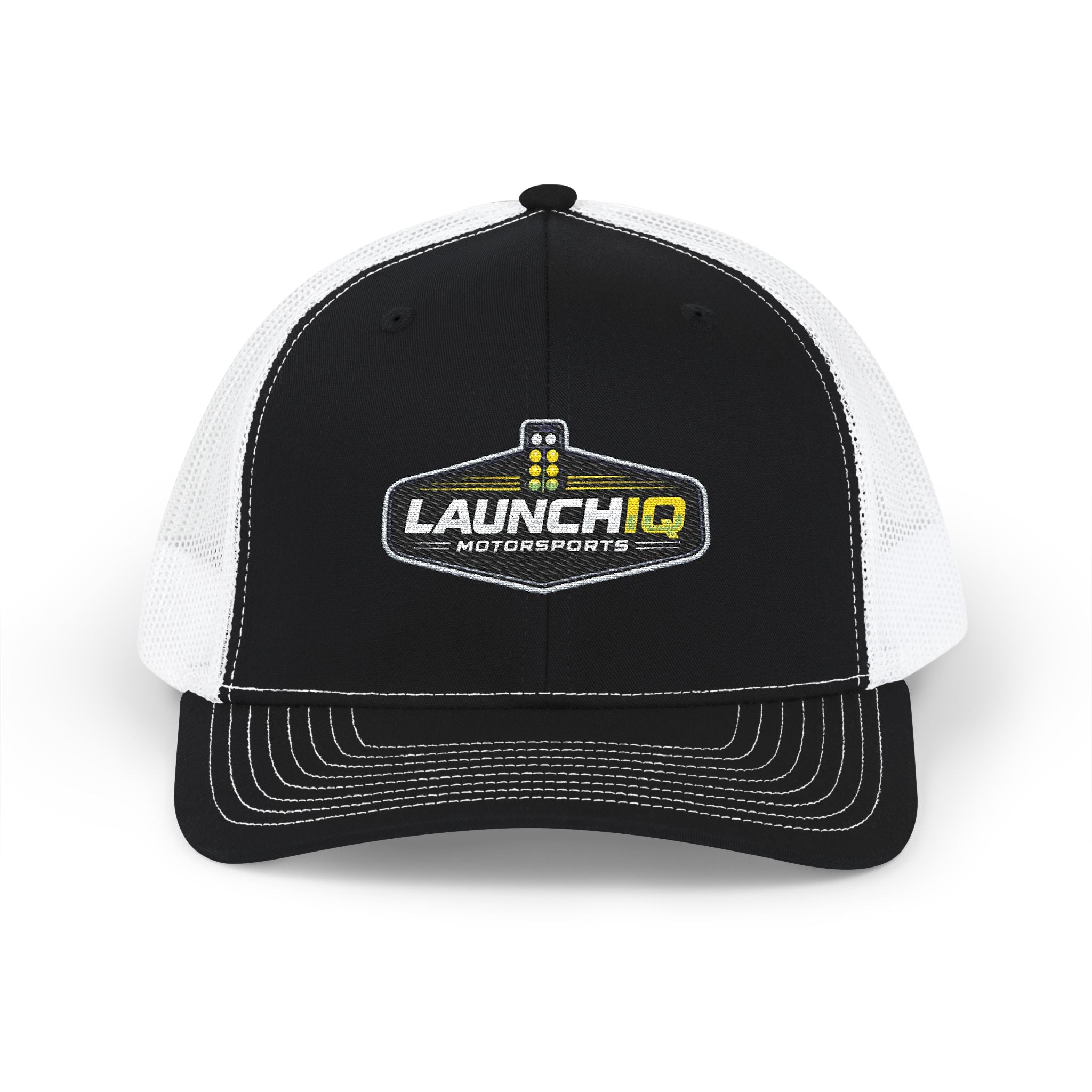 LaunchIQ Motorsports Snapback Trucker Hat — "Know The Air. Know The Track. Know The Number."