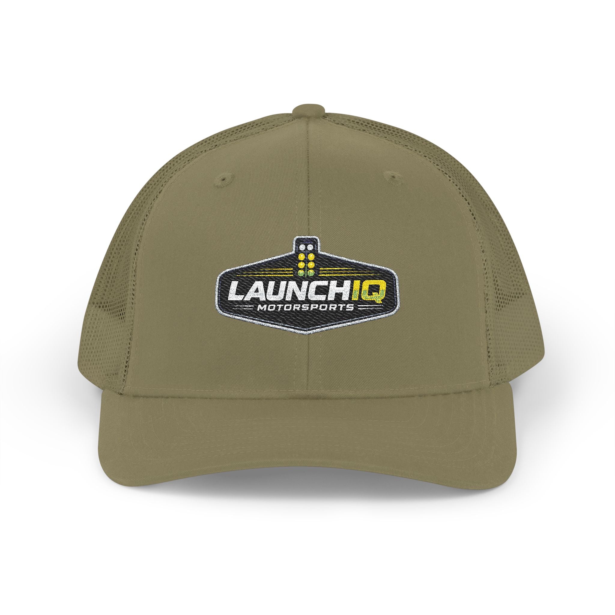 LaunchIQ Motorsports Snapback Trucker Hat — "Know The Air. Know The Track. Know The Number."